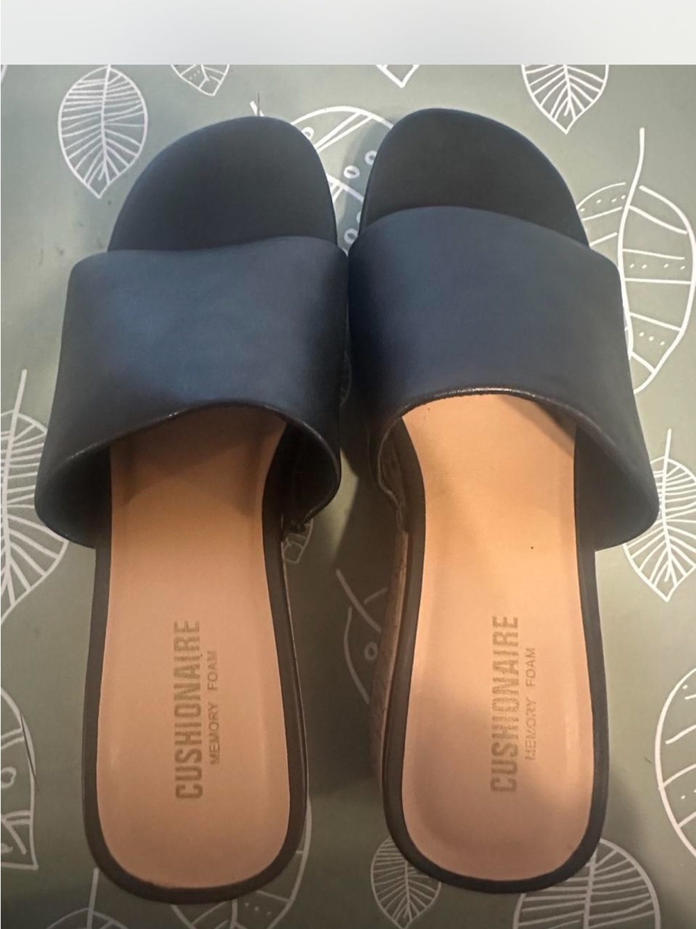 Cushionaire Women's Black Slide Sandals with Memory Foam